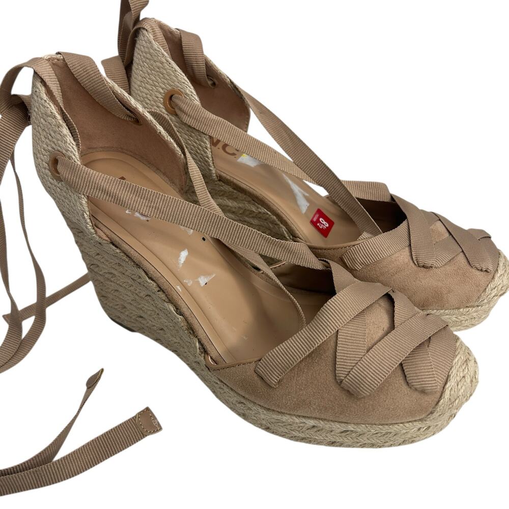 INC International Concepts Merryy Espadrille Wedges Size 8.5 Dark Almond Tan EUC - Picture 10 of 14